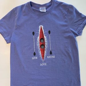 Live Love Kayak purple T-shirt